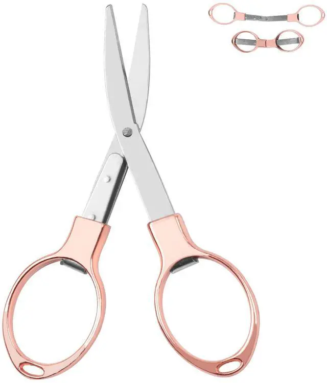 Alt view image 2 of 7 - Mini Folding Scissors (Rose Gold Stainless Steel) Safe, Durable, and Portable for Travel, Outdoor Ac