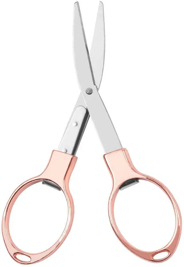 Alt view image 7 of 7 - Mini Folding Scissors (Rose Gold Stainless Steel) Safe, Durable, and Portable for Travel, Outdoor Ac