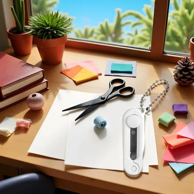 Alt view image 5 of 7 - White Folding Scissors Safe Portable Travel Scissors Foldable Telescopic Cutter Pocket Mini Scissor