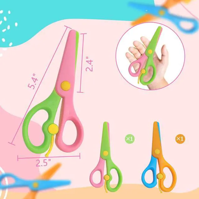 Alt view image 2 of 6 - 2Pcs Safety Scissors for kids Blunt Tip Toddler Training Scissors, Colorful | ABS, Anti-Pinch Design