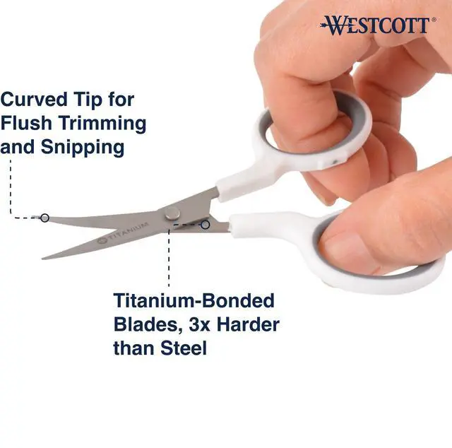 Alt view image 2 of 6 - 4" Embroidery Scissors with Curved Titanium-Bonded Blades for Flush Trimming, Crafting, Sewing & Mor