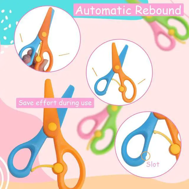 Alt view image 4 of 6 - 2Pcs Safety Scissors for kids Blunt Tip Toddler Training Scissors, Colorful | ABS, Anti-Pinch Design