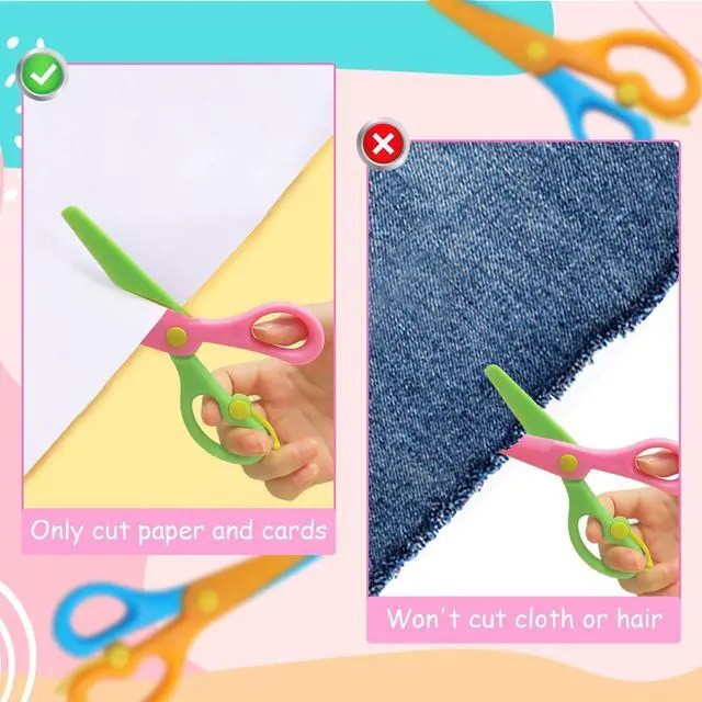 Alt view image 5 of 6 - 2Pcs Safety Scissors for kids Blunt Tip Toddler Training Scissors, Colorful | ABS, Anti-Pinch Design