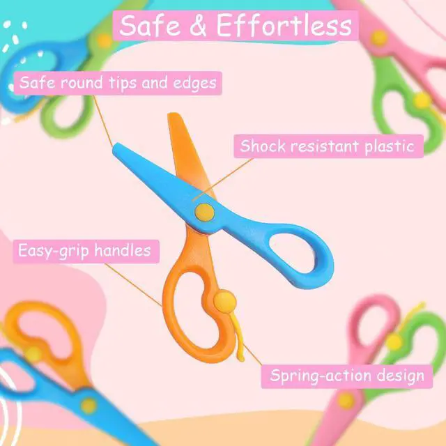 Alt view image 6 of 6 - 2Pcs Safety Scissors for kids Blunt Tip Toddler Training Scissors, Colorful | ABS, Anti-Pinch Design