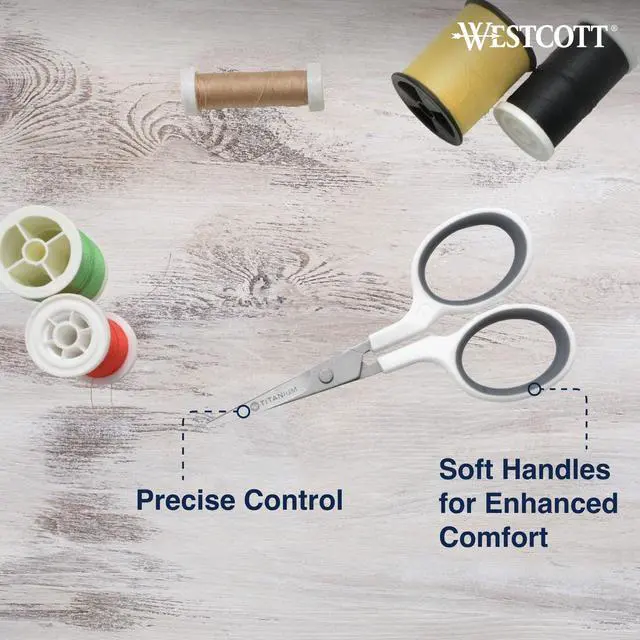 Alt view image 3 of 6 - 4" Embroidery Scissors with Curved Titanium-Bonded Blades for Flush Trimming, Crafting, Sewing & Mor