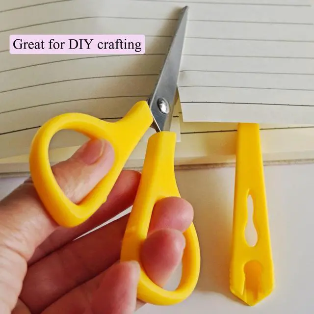 Alt view image 2 of 6 - 2Pcs Medium Scissors, Safety Scissors with Cap, Yellow & Black