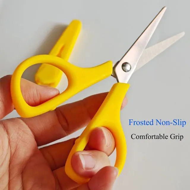 Alt view image 5 of 6 - 2Pcs Medium Scissors, Safety Scissors with Cap, Yellow & Black