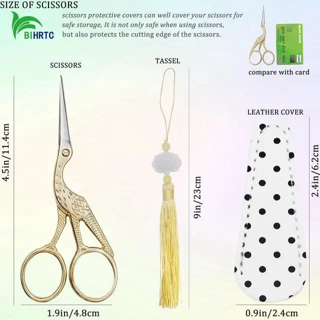 Alt view image 2 of 7 - 4.5Inch Bird Sewing Scissors Craft Threading Scissors with Leather Cover Tassel Stainless Steel Scis