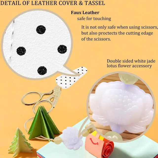 Alt view image 4 of 7 - 4.5Inch Bird Sewing Scissors Craft Threading Scissors with Leather Cover Tassel Stainless Steel Scis
