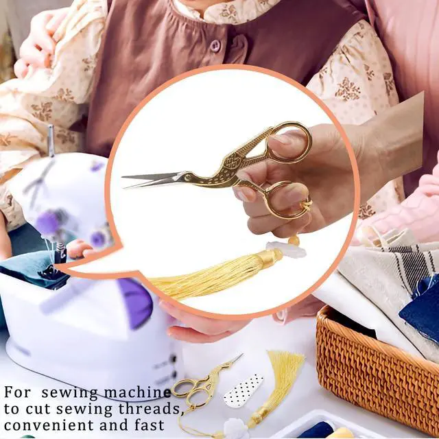 Alt view image 5 of 7 - 4.5Inch Bird Sewing Scissors Craft Threading Scissors with Leather Cover Tassel Stainless Steel Scis