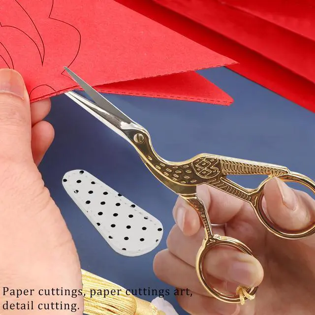 Alt view image 6 of 7 - 4.5Inch Bird Sewing Scissors Craft Threading Scissors with Leather Cover Tassel Stainless Steel Scis