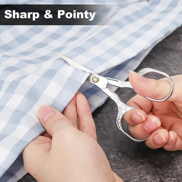 Alt view image 2 of 7 - Small Embroidery Scissors,Set of 2 Sewing & Craft Scissors for Precision Cutting,Stainless Steel Fab