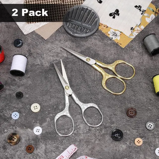 Alt view image 3 of 7 - Small Embroidery Scissors,Set of 2 Sewing & Craft Scissors for Precision Cutting,Stainless Steel Fab