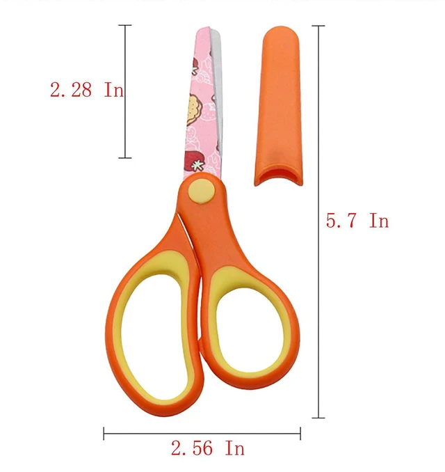 Alt view image 3 of 3 - Print Blade Scissors, 3 Pcs 5.7 Inch Stainless Steel Blunt-Tip Safety Soft Grip Scissors for Home, A