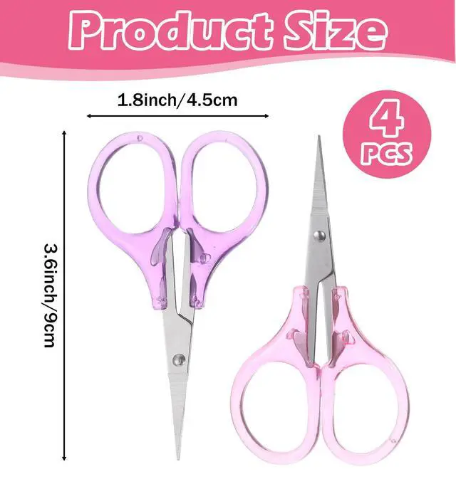 Alt view image 2 of 7 - 4 Pcs Small Scissors all Purpose, 3.6" Mini Scissors Stainless Steel | Embroidery Scissors, Small Co
