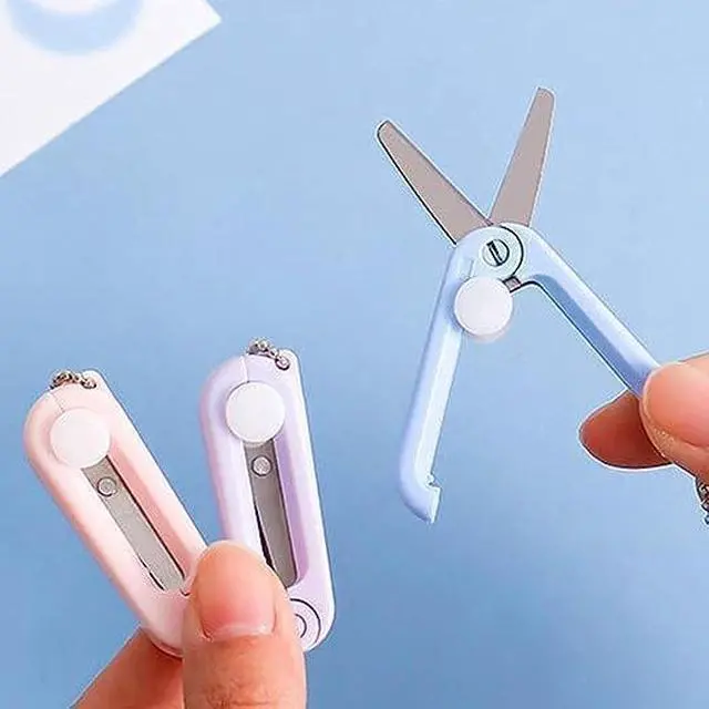 Alt view image 5 of 6 - 2Pcs Pink Keychain Scissors,Folding Scissors,Safe Portable Travel,Foldable Telescopic Cutter Pocket,
