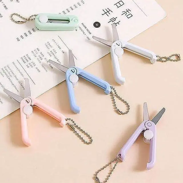 Alt view image 6 of 6 - 2Pcs Pink Keychain Scissors,Folding Scissors,Safe Portable Travel,Foldable Telescopic Cutter Pocket,