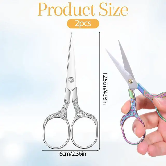 Alt view image 2 of 7 - Small Sewing Scissors, 5 Inch Embroidery Scissors 2 Piece, Sharp Precision Crochet Scissors Facial H