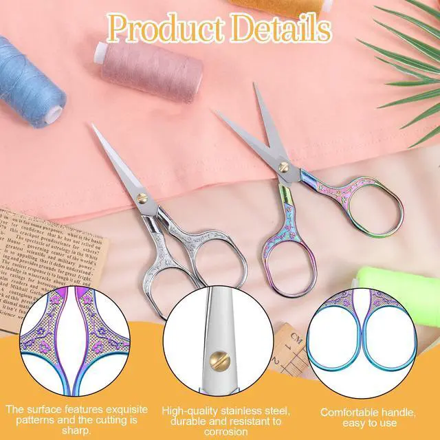 Alt view image 3 of 7 - Small Sewing Scissors, 5 Inch Embroidery Scissors 2 Piece, Sharp Precision Crochet Scissors Facial H