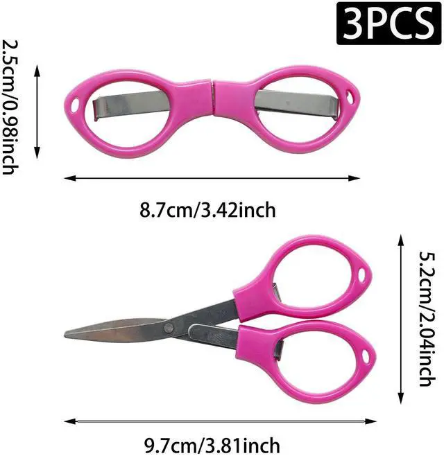 Alt view image 2 of 6 - 3 Pcs Portable Mini Travel Scissors, Steel Stainless Mini Folding Scissors for Crafting, Retractable