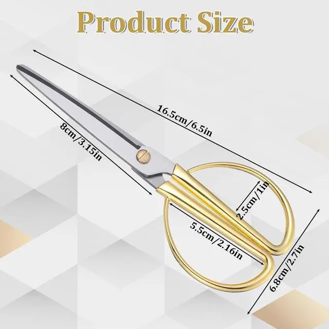Alt view image 2 of 7 - 6.5" Gold Scissors, Stainless Steel Vintage Craft Tailor Scissors Multipurpose Small Sharp Fabric Sc