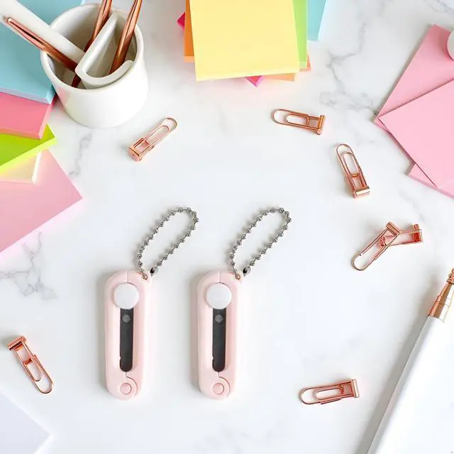 Alt view image 5 of 6 - 2 Pcs Pink Folding Scissors Safe Portable Travel Scissors Foldable Telescopic Cutter Pocket Mini Sci