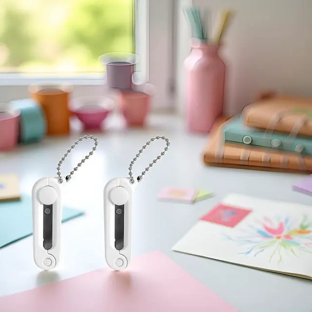 Alt view image 3 of 7 - 2Pcs White Folding Scissors Safe Portable Travel Scissors Foldable Telescopic Cutter Pocket Mini Sci