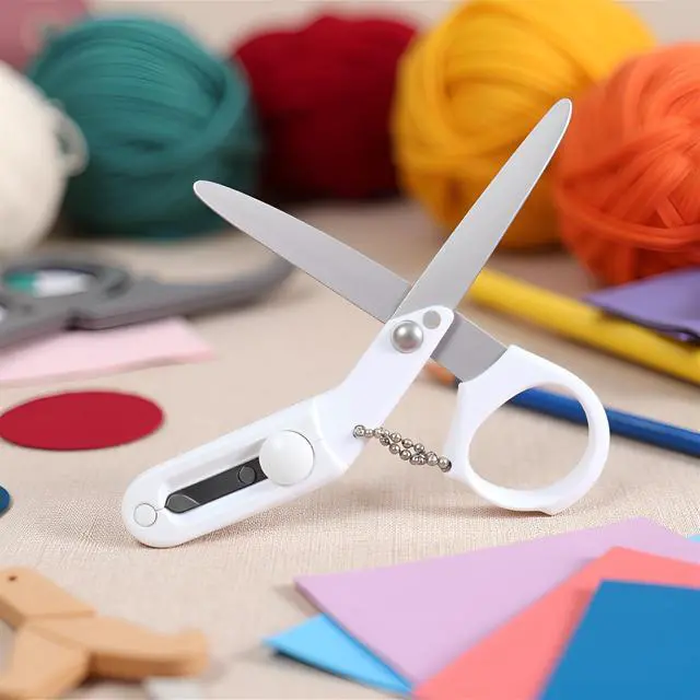 Alt view image 5 of 7 - 2Pcs White Folding Scissors Safe Portable Travel Scissors Foldable Telescopic Cutter Pocket Mini Sci