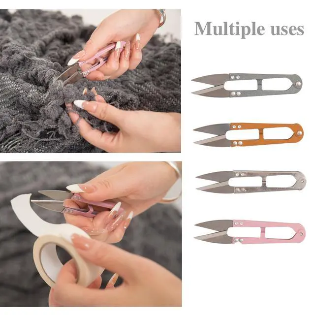 Alt view image 2 of 7 - 4 Pack 4.1-Inch High Carbon Steel Mini Sewing Scissors - Precision Craft Snips for Trimming Leaves,
