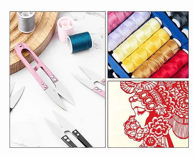 Alt view image 6 of 7 - 4 Pack 4.1-Inch High Carbon Steel Mini Sewing Scissors - Precision Craft Snips for Trimming Leaves,