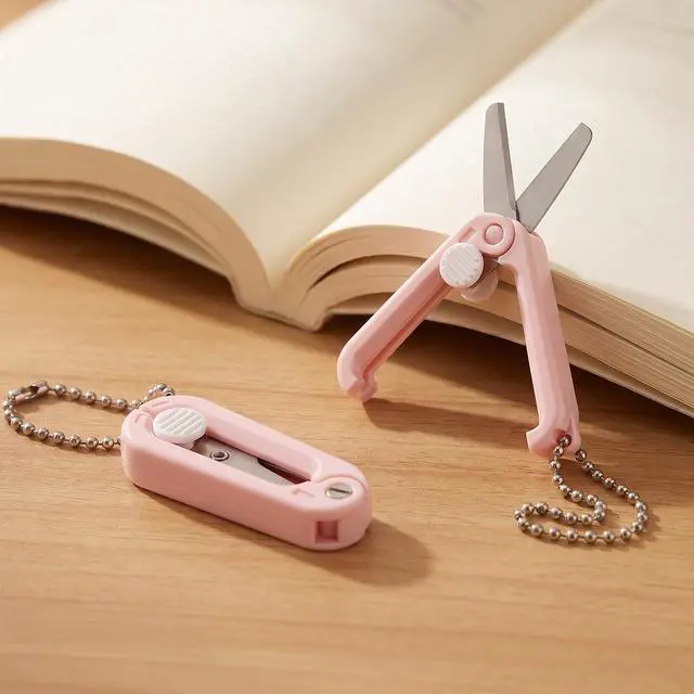 Alt view image 3 of 7 - 2 Pcs Mini Folding Scissors Keychain Scissors, Sewing Crochet Scissor Stainless Steel Pocket Badge S