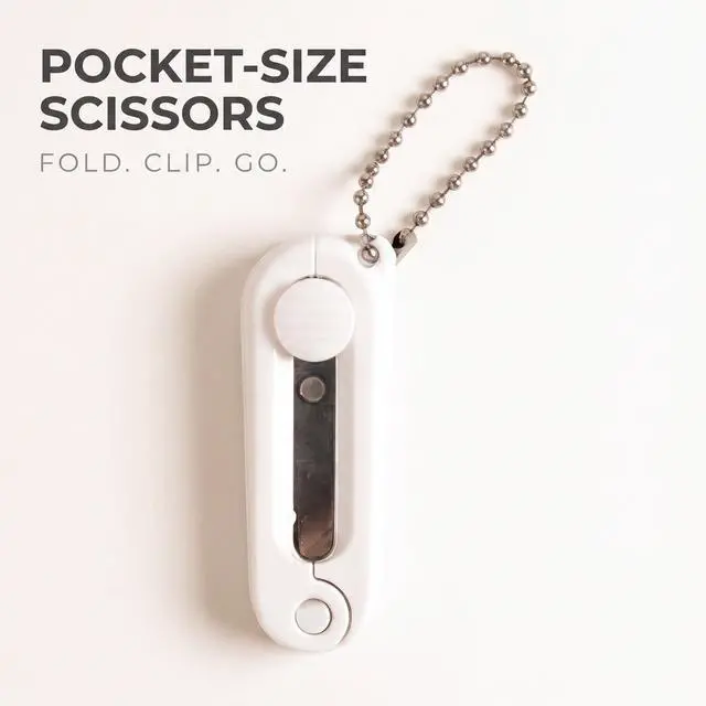 Alt view image 2 of 7 - 2Pcs White Folding Scissors Safe Portable Travel Scissors Foldable Telescopic Cutter Pocket Mini Sci