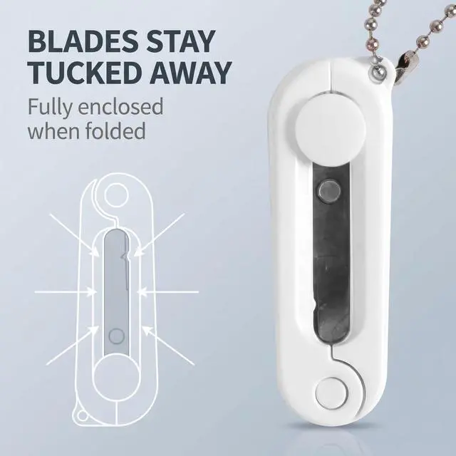 Alt view image 3 of 7 - 2Pcs White Folding Scissors Safe Portable Travel Scissors Foldable Telescopic Cutter Pocket Mini Sci