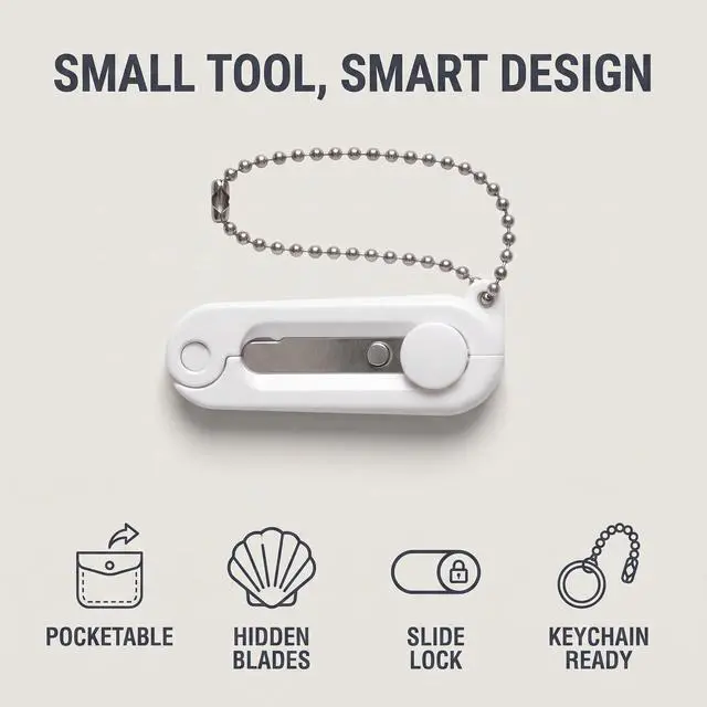 Alt view image 4 of 7 - 2Pcs White Folding Scissors Safe Portable Travel Scissors Foldable Telescopic Cutter Pocket Mini Sci