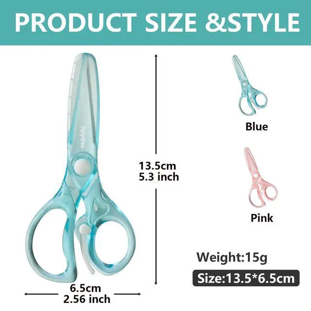 Alt view image 3 of 5 - Starter Scissors for Kids(2 Pack),Pre-School Training Scissors with Easy Grip,Anti-Pinch Design for