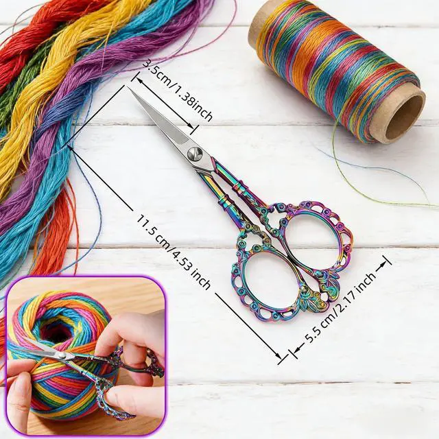 Alt view image 2 of 7 - Embroidery Scissors, Small Vintage Sharp Detail Scissors for Sewing, Crafts, Cross Stitch, DIY, Thre