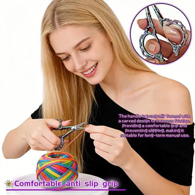 Alt view image 5 of 7 - Embroidery Scissors, Small Vintage Sharp Detail Scissors for Sewing, Crafts, Cross Stitch, DIY, Thre