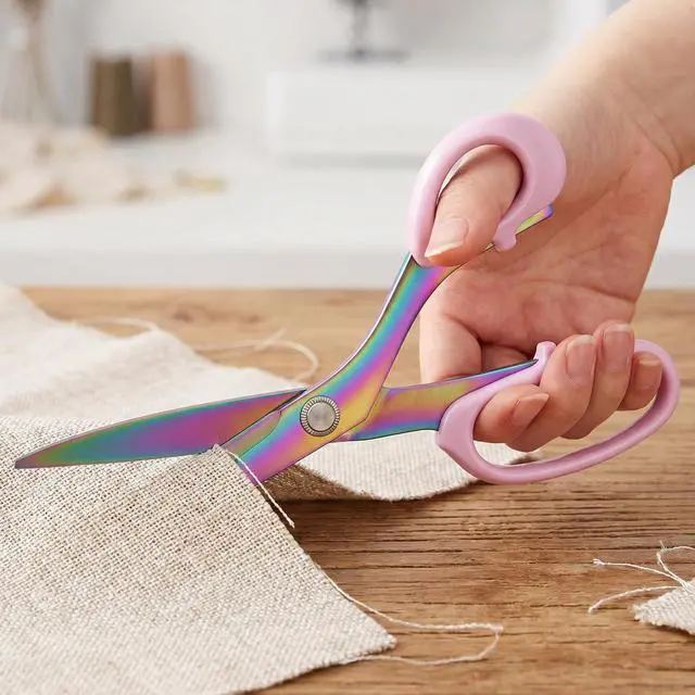 Alt view image 2 of 7 - 9" Pink Fabric Sewing Scissors, 9" Titanium Coating Sewing Scissors | Stainless Steel Professional F