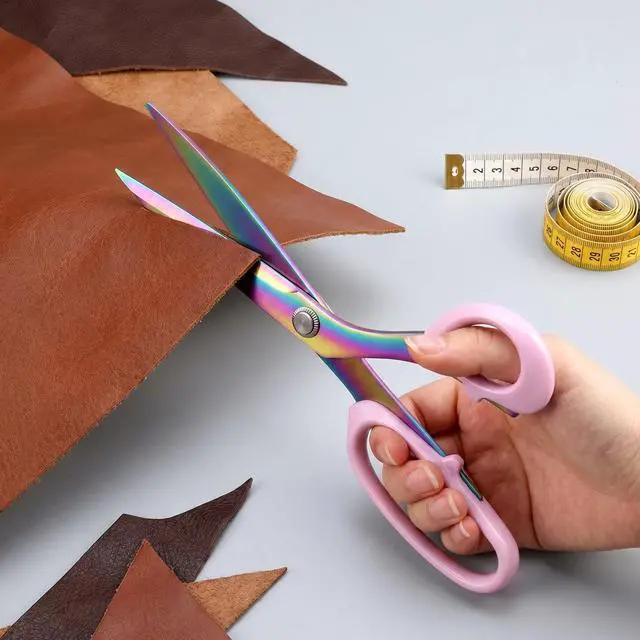 Alt view image 6 of 7 - 9" Pink Fabric Sewing Scissors, 9" Titanium Coating Sewing Scissors | Stainless Steel Professional F