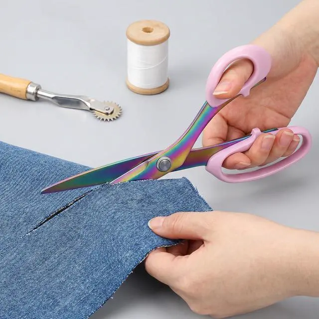Alt view image 7 of 7 - 9" Pink Fabric Sewing Scissors, 9" Titanium Coating Sewing Scissors | Stainless Steel Professional F