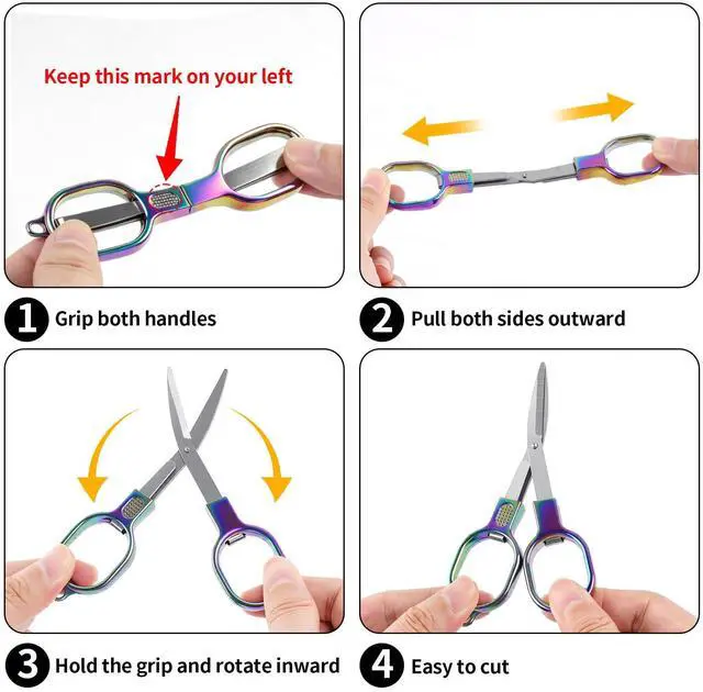Alt view image 2 of 7 - 2PCS Mini Folding Scissors, Small Badge Scissor Travel, Foldable & Portable | Colored TSA Approved S