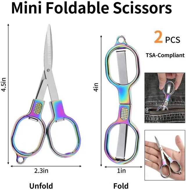 Alt view image 3 of 7 - 2PCS Mini Folding Scissors, Small Badge Scissor Travel, Foldable & Portable | Colored TSA Approved S