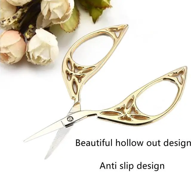 Alt view image 4 of 4 - Vintage Leaf Stainless Steel Sewing Scissors Craft DIY Needlework Tool | Sharp durable metal fabric