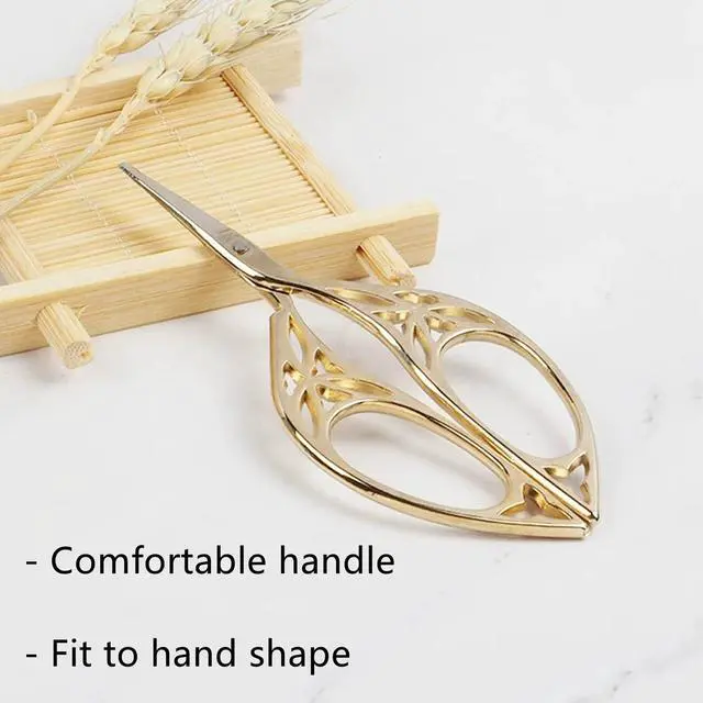 Alt view image 5 of 7 - Leaf Stainless Steel Sewing Scissors Craft DIY Needlework Tool | Sharp durable metal fabric scissors ideal for manual sewing, art projects and daily household handicraft making