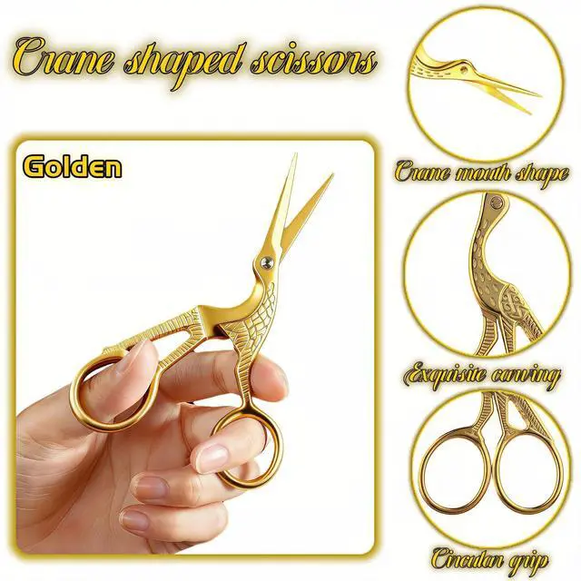 Alt view image 5 of 7 - Crane Embroidery Scissors,Sharp Rainbow Stainless Steel Craft Snips for Sewing,3.74 inch,Comfortable Grip for Crafts and Sewing,DIY,Tea Sachets,Ideal Gift for Precision Cutting (Gold)