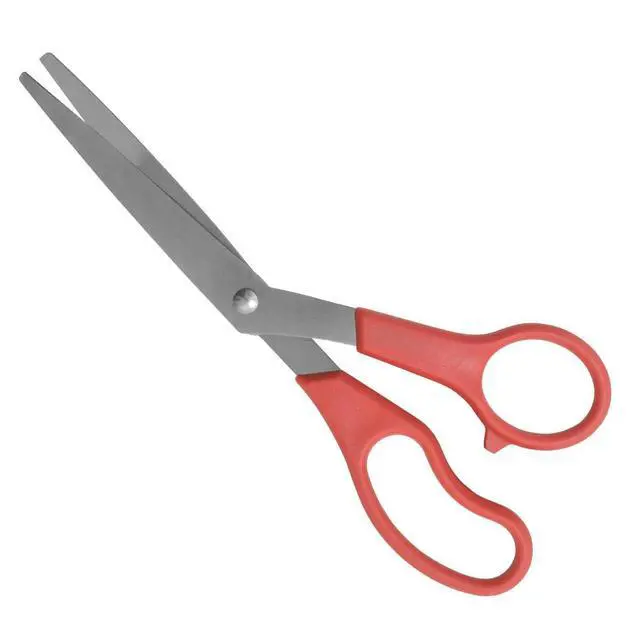 Alt view image 2 of 3 - 8-Inch Stainless Steel Bent Scissors for Home and Office, Red