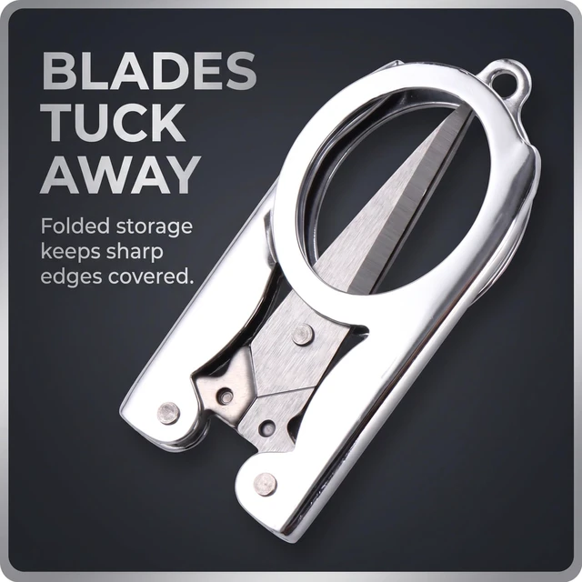 Alt view image 4 of 7 - 1Pc Silver Folding Scissors Office Supplies Embroidery Foldable Pocket Stainless Steel Mini Fishing