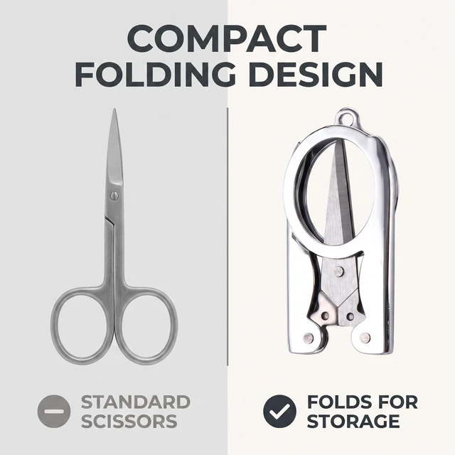 Alt view image 7 of 7 - 1Pc Silver Folding Scissors Office Supplies Embroidery Foldable Pocket Stainless Steel Mini Fishing