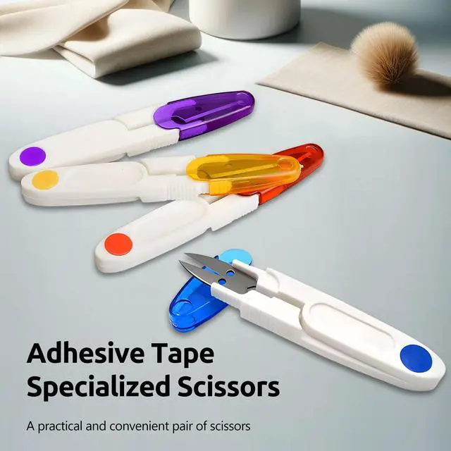 Alt view image 2 of 7 - 4PCS Compact 4 Inch U Shaped Portable Scissors with Protective Safety Cover for Yarn, Cross-Stitch,