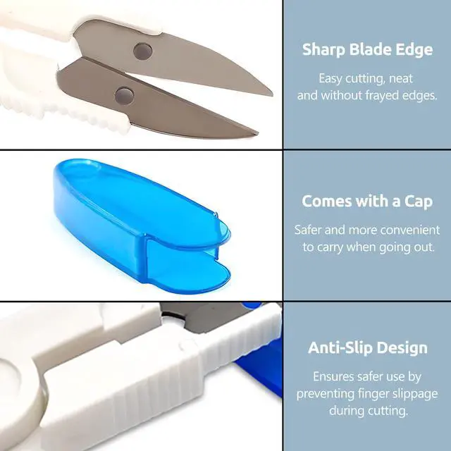 Alt view image 4 of 7 - 4PCS Compact 4 Inch U Shaped Portable Scissors with Protective Safety Cover for Yarn, Cross-Stitch,